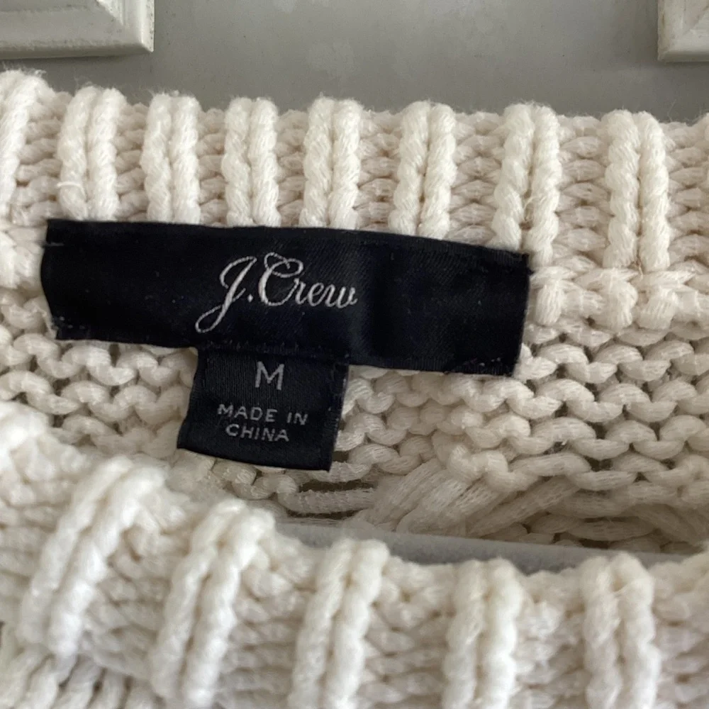 J. Crew Cream Cable Knit Sweater fisherman Cotton crew neck